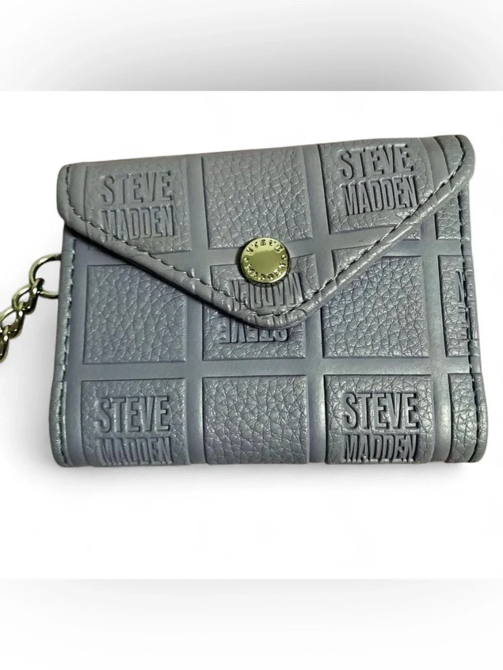 Steve Madden Lilac Embossed Checkerboard Trifold Wallet Keychain EUC